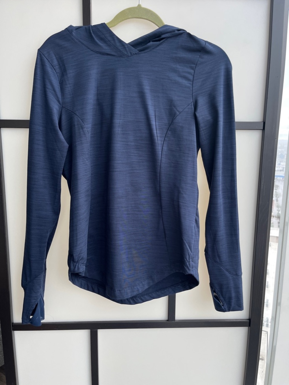 90 Degree By Reflex Navy Blue Lightweight Hooded Long Sleeve Top